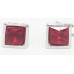 Stud Earrings Silver 925 Sterling Women Red Zircon Stone Handmade Gift E441